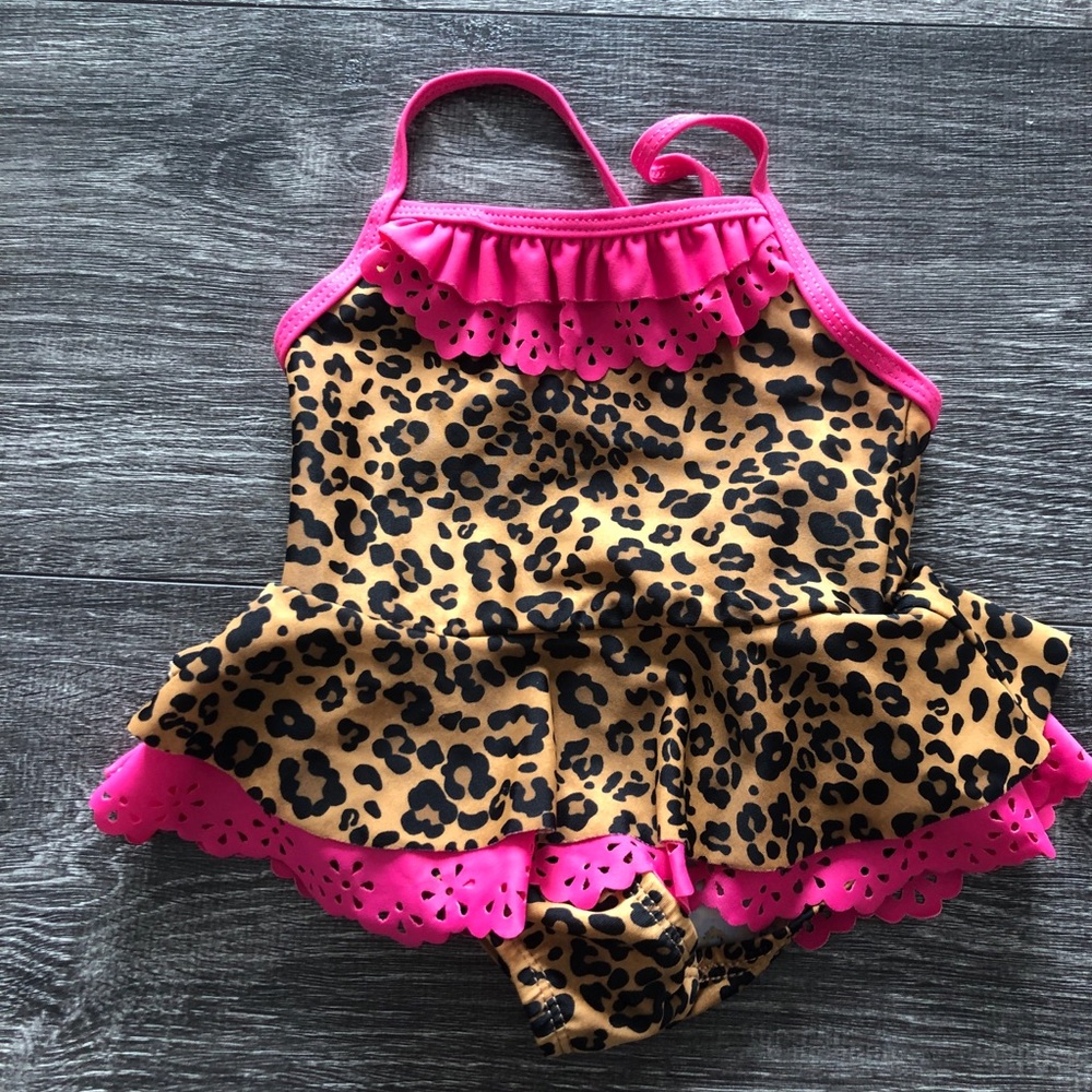 Leopard print and pink swimsuit